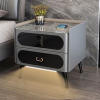 Nouvelle table de chevet intelligente, moderne, luxueuse, minimaliste, en bois massif avec plateau en pierre, idéale pour les appartements, multifonctionnelle