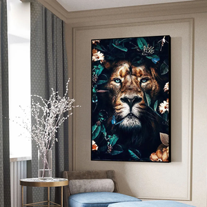 Affiches d'animaux modernes sur toile : Tigre, Éléphant, Lion, Élan, <span class=keywords><strong>Panda</strong></span>, Oiseau – Décoration murale nordique pour chambre - Product Image 1