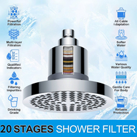 Pommeau de Douche Filtrant GALENPOO à 20 Étapes, Filtration Puissante, Haute Pression, Revitalisant, pour Eau Dure