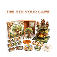 Juego de Mesa 3D con Estructura de Casa en el Árbol de Múltiples Niveles, Certificado BSCI DB, Bordes Dorados, Tablero Rígido para Caja con Tapa y Base