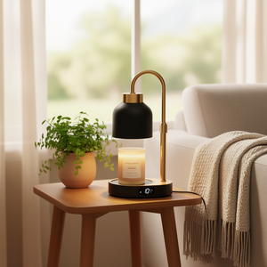 Lámpara Calentadora de Cera Eléctrica Wulla con Base de Madera Negra, Regulador de Intensidad Ajustable, Temporizador, Calentador de Velas para Aromaterapia, Modelo de Mesa para Interiores - Product Image 2