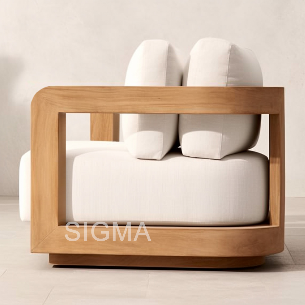 Newly Design Water-resistant Outdoor Furniture Garden Wooden Frame Outdoor Sofa Set Teak Wood Sofa