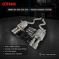 Sistem Knalpot Valvetronic GRWA Hot Sale E92 M3 untuk BMW E90 E93 SS304 Poles Berkilau Tanpa X-Pipe Ujung Knalpot Stainless Steel