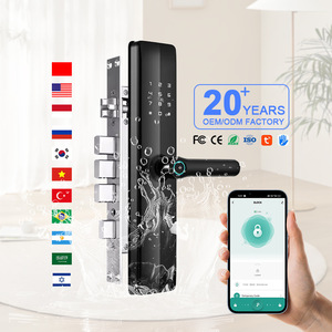 <b>Smart</b> Door <b>Lock</b> With Fingerprint And App Control Waterproof Aluminum Alloy Handle For Indoor Wooden Door Office Bedroom Use - Product Image 1