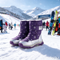 Chaussures d'hiver pour enfants, mi-mollet, imperméables, respirantes, légères, avec semelle absorbant les chocs, doublure thermique, fermeture à bande magique