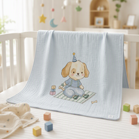 Couverture bébé en coton bambou 6 couches 43,3x43,3 pouces, couverture bébé personnalisée entièrement imprimée, couverture bébé en mousseline douce, vente en gros