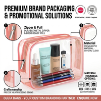 Pochette d'emballage cosmétique personnalisée en PVC transparent avec fermeture éclair pour marque de beauté, sac promotionnel GWP, étui imprimé en gros, coffret cadeau, marque privée