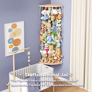 Jq Thú Nhồi Bông Lưu Trữ Và Đồ Chơi Lưu Trữ Tổ Chức Tre Gỗ Đa Năng Đồ Chơi Tổ Chức Với Zoo Mô Hình - Product Image 3