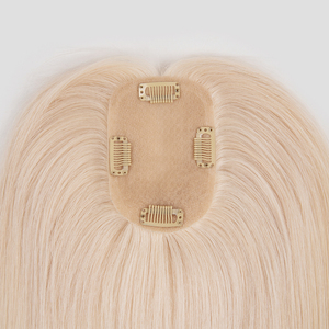 Topper de Cabello Humano Virgen Color Dorado Listo para Enviar, con Base de Seda y Clip, para Mujer, Color Balayage - Product Image 2