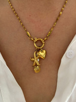 Cadena de serpiente de moda francesa verano Playa Mar Animales estrella de mar amor perla colgante encanto collar de acero inoxidable joyería para mujer