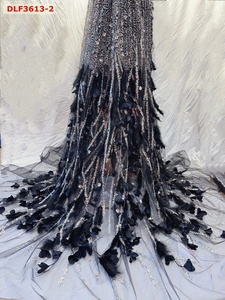 Nuovo tessuto di pizzo Tulle con paillettes e perline tessuto di pizzo piuma pizzo per fare il vestito - Product Image 3