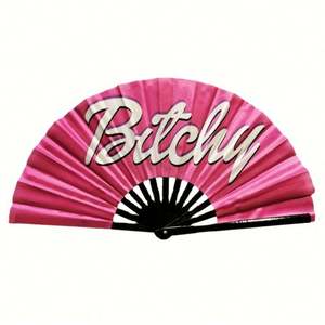 Abanico Plegable de Bambú y Satén de Poliéster de 33 cm con Impresión de Logotipo Personalizado, Abanico Plegable con Decoración Pintada para el Orgullo Gay - Product Image 2