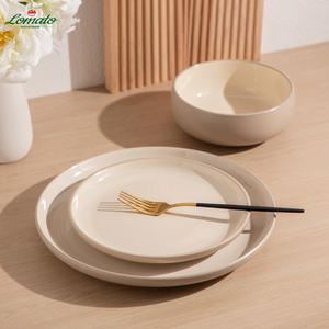 Stock ! Ensemble de vaisselle en porcelaine durable et écologique de style européen, 4 pièces, conçu sur mesure, assiettes en céramique émaillée pour restaurants - Product Image 6