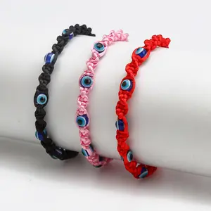Плетеные браслеты в богемном стиле макраме «глаз дьявола», красная Черная веревка, плетеный браслет ручной работы «сглаза»