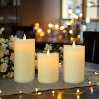 Ensemble de 3 bougies en cire de paraffine à alimentation directe d'usine, bougies en forme de pilier, LED scintillante, flamme 3D, télécommande, alimentation par batterie, décoration d'intérieur