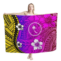 Micronesische Chuuk Sarongs Voor Vrouwen Hawaii Blauw Hibiscus Polynesische Ontwerp Lange Chiffon Cover Ups Strand Badpak Wrap Gestreept 1