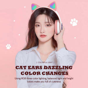 SNT28 Pantalla LED True Stereo Wireless Cat Ear HeadphoneWireless Blue Tooth Auricular BT V5.0 Ajuste para juegos - Product Image 6