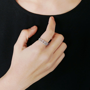 Anillo de Plata 925 Estilo Japonés Xi Qing con Incrustaciones de Diamantes de Circonio, Anillo de Encaje de Emperatriz para Mujer, Compromiso, Aniversario - Product Image 1