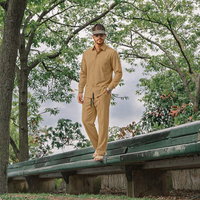 Costume élégant pour homme en deux pièces, chemise boutonnée respirante et pantalon à cordon de serrage pour le printemps