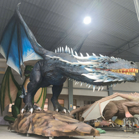 Modèle d'animatronique de dragon bleu glacé mythique à vendre, grand modèle sur le thème des animaux pour parc à thème