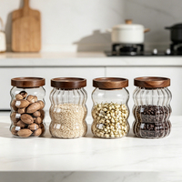 Pot de conservation alimentaire en verre borosilicate de haute qualité avec couvercle en bambou, 340 ml, 550 ml, 700 ml, pour spaghetti, pâtes et aliments secs, directement de l'usine