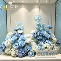 Nouvelle Composition Florale Artificielle OLER de Luxe Bleu Blanc Hortensia Rose pour Mariage, Fête, Vitrine – Vente en Gros