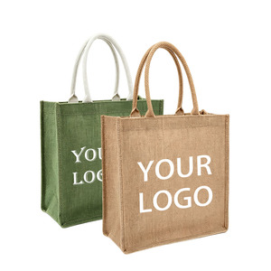 Sac fourre-tout en <span class=keywords><strong>toile</strong></span> <span class=keywords><strong>de</strong></span> <span class=keywords><strong>jute</strong></span> à peindre soi-même avec logo, réutilisable, écologique, en lin, pour le shopping, les cadeaux, les mariages et les fêtes - Product Image 1