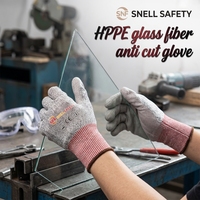 Gants résistants aux coupures en fibre de verre HPPE avec revêtement en PU SNELL sur les doigts, antidérapants, pour la manipulation du verre et des briques