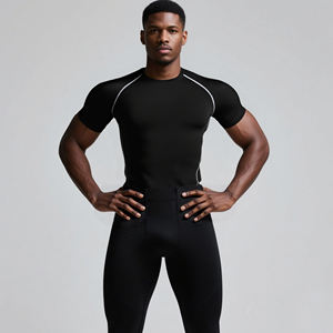 Ropa básica de alta calidad para hombre, camiseta de entrenamiento de talla grande, camiseta de compresión de alto estiramiento, ropa de entrenamiento, camiseta para hombre - Product Image 1