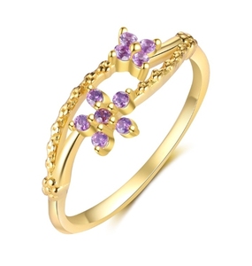 Twelve Birthstone Zircon Anillo de moda para mujer de cobre chapado en oro inspirado en lujo - Product Image 1