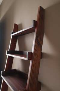 Étagère à livres ouverte en bois rustique à 3 niveaux, autoportante, au-dessus des toilettes, étagère de rangement en forme d'échelle, fabrication OEM acceptée - Product Image 5