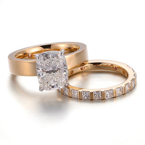 Custom 18k 14k 10k originale oro puro con diamante matrimonio anello di fidanzamento anello di corrispondenza Set coppia per donna uomo - Product Image 2