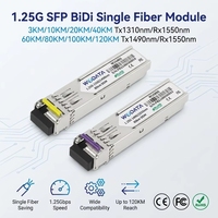 Módulo Transceptor Óptico SFP BiDi DDM LC/SC de Fibra Única SM de 1.25G, 3km, 20km, 80km, 120km, 40km, 1310nm/1550nm para Switch FTTH