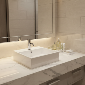 Lavabo in Ceramica Quadrato da Appoggio PZ-111 - Product Image 1