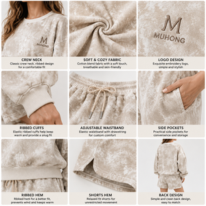 OEKO‑TEX Certified Soft Cotton Manufacturer <b>Women</b> Casual Loungewear <b>2</b> <b>Piece</b> <b>Outfit</b> Sweatshirt Short Set Custom OEM ODM - Product Image 3