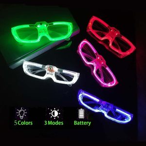 Adults Cosplay Luminous Halloween Accessories Glow Dark Neon Party Supplies Sunglasses Modes <b>Light</b> Led Glasses Colorful Plastic - Product Image 1