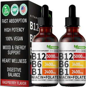 Etiqueta privada Complejo de vitamina B B5 Ácido pantoténico Vitamina <span class=keywords><strong>B1</strong></span> B6 B12 Gotas líquidas 60ml Soporte de energía inmune Mejora el metabolismo - Product Image 6