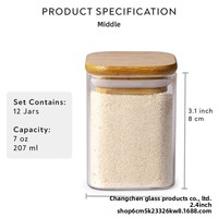 Ensemble de pots à épices carrés en verre pour la cuisine et la maison, lot de 12 pièces, couvercles en bambou, rembourrage en coton perlé inclus, étiquettes modernes