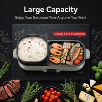 Grill électrique vertical sans fumée 2-en-1 grande capacité 5L avec revêtement antiadhésif et fonction Hot Pot