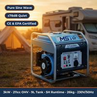 Generador Inverter de Gasolina de Onda Sinusoidal Pura de 3kW y 4 Tiempos, 211cc OHV, 78dB, 9L, 5H, CE, EPA, Arranque por Retroceso, 230V, para Hogar, Camping, RV, Exteriores