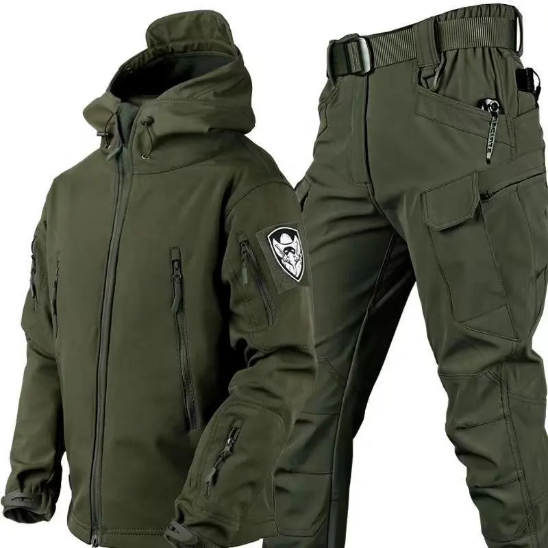 Herren Outdoor Hoodie Soft shell wind dicht wasserdicht Jagd Angeln Bergsteigen Taktische Anzüge taktische Jacken Mantel Anzug