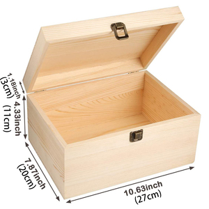 Caja de <span class=keywords><strong>madera</strong></span> grande sin terminar para decoración del hogar, organizador con tapa con bisagras, caja de almacenamiento de <span class=keywords><strong>madera</strong></span> de color <span class=keywords><strong>madera</strong></span>, cajas decorativas con tapas - Product Image 4