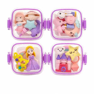 Cartoon Office Eraser Set com lata criativa inclui lancheira-pequenas frutas e legumes Herói Astronauta Lápis Eraser - Product Image 6