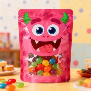 Impresión personalizada a prueba de humedad Chocolate caramelo galletas bolsa de plástico de pie con cremallera bolsa con ventana para aperitivos - Product Image 3