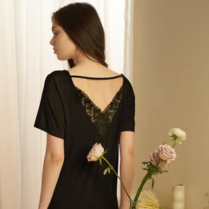 Camisón Sexy <span class=keywords><strong>de</strong></span> Verano con Espalda en V <span class=keywords><strong>de</strong></span> Modal Suave con Delicado Ribete <span class=keywords><strong>de</strong></span> Encaje, Ropa <span class=keywords><strong>de</strong></span> Dormir para Mujer, Ropa <span class=keywords><strong>de</strong></span> Casa Cómoda, ODM Sweet <span class=keywords><strong>Dreams</strong></span> - Product Image 3