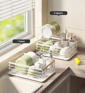 Stendino in metallo a 2 livelli per il bancone della cucina <span class=keywords><strong>Organizer</strong></span> con accessori per l'installazione del supporto di utensili a secco - Product Image 6