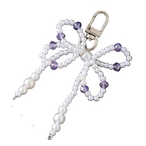 Sweet Beaded Crystal Cute Lanyard Mobile Phone Chain Cell Earphone case Purse Charms Pendant Pearl butterfly Bow Heart Keychains