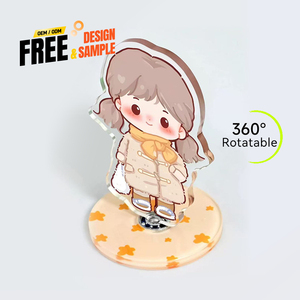 Ornement de bureau personnalisé en acrylique transparent rotatif, personnage de dessin animé humanoïde, cadeau promotionnel - Product Image 1