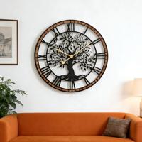 Jam Dinding Besar Tanpa Suara Berbahan Kayu Solid dengan Bingkai Kayu Solid, Jam Analog Quartz Tanpa Bunyi Tik-tok, Bertenaga Baterai, untuk Ruang Tamu dan Kamar Tidur