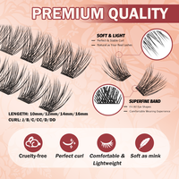 Kit d'extension de cils DIY à prix d'usine, en fibres PBT, effet naturel, pré-coupées, bande fine, courbure D, segments de cils, kit de bouquets de cils personnalisés